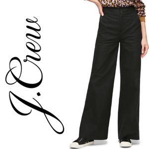 J Crew Frankie Wide Leg Black Pants Stretch Twill NWT